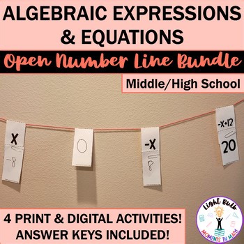 Algebraic Expressions and Equations Open Number Line Activities EDITABLE BUNDLE