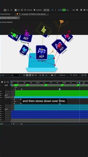 how to animate a 3d rainbow folder explosion in after effects