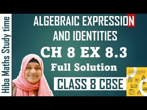 cbse 8th maths chapter 8 exercise 8.3 full answer Algebraic expressions and Identities solutions