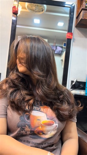 M78 Beauty Salon and Academy on Instagram: "Customers are often confused about what to do, when they want to cover their gray hair and also try something new. Without hesitation, I recommend Hot Chocolate and a light brown-gold shade – it’s the best option for our Indian skin tones! Dm-Meena Makwana #m78salon #m78haircolour #m78hair #skintone #hairstyles #followforfollow #wedding #mumbai #mulundwest #instagram #hairtransformation #december #sunday #affternoon #browngold #hotchocolate #haircut #h