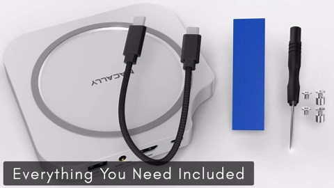 Macally Mac mini M4 Dock and Stand, Mac mini M4 Hub with M.2 NVMe Enclosure, 4K HDMI 60hz, 3 USB A,10Gbps USB C Data Port, SD Card Reader, 3.5mm Audio Jack