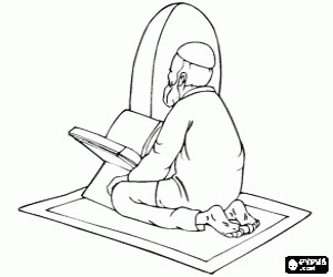 Muslim praying coloring page printable game