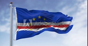 National flag of Cape Verde waving in the wind on a clear day