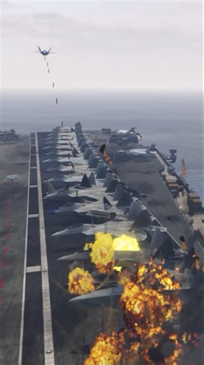 F-22 Raptor Airstrikes to Destroyed Navy Aircraft Carrier gtaV #shorts #short