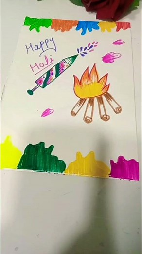 holi celebration art ,step by step Holi drawing 🔫💦 festival special art #youtube #viral #trending