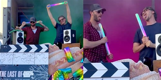 Pedro Pascal pretending to lick a rainbow pole has fans in a tizzy