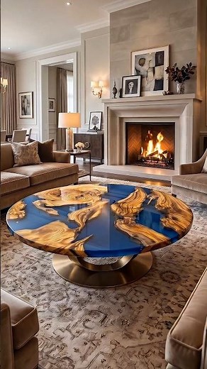Round Blue Resin River Coffee Table! 🌊