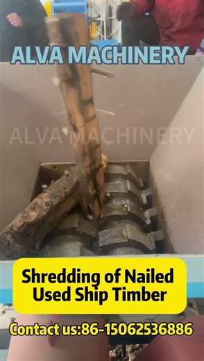 Shredding of Nailed Used Ship Timber.#shredder #machine #recycling #industrialequipment