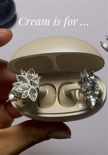 For the girls who won’t sacrifice style or sound, a pair to match your mood ✨🌙🤍 . . . . #fashionearbuds #bluetoothearbuds #jewellerydesign #tiktokmademebuylt #aestheticvibes #forthegirls