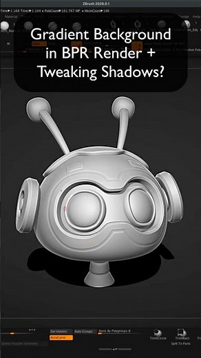 Add a Gradient Background in BPR plus tweaking the shadows and sharpness. zBrush Tutorial