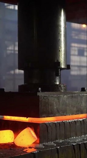 Hydraulic Press Forging Red-Hot Metal Billets | Extreme Industrial Power