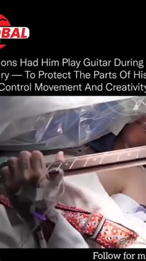 Global Headlines | Conflict • Trends • Updates on Instagram: "Surgeons had him play guitar during brain surgery — just to protect the parts of his brain that control movement and creativity. 🎸🧠✨ In one of the most unbelievable scenes in modern medicine, a patient was asked to play guitar while doctors operated on his brain. This rare procedure, known as an awake craniotomy, helps surgeons map the exact parts of the brain responsible for: movement creativity coordination and memory By keeping h