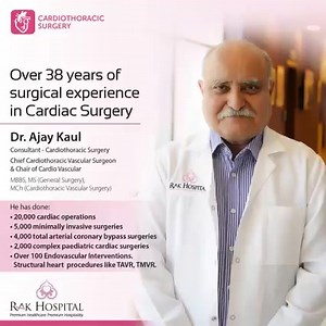 Meet our expert, Dr. Ajay Kaul, Consultant- Cardiothoracic Surgery, Chief Cardiothoracic Vascular Surgeon & Chair of Cardio Vascular For more information or booking an appointment call, 97172074444 or visit https://zcu.io/QGqZ #CardiacSurgery #cardiovascularhealth #cardiovasculardisease #cardiothoracicsurgery #NewDoctor #RAKHospital #RAKHCare | RAK Hospital