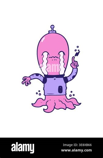 pixelize effect animation of cartoon alien drawing