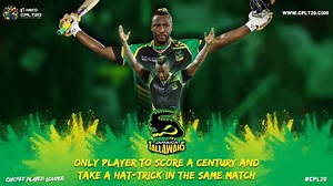 UNBELIEVABLE!!! Andre Russell has a night to remember picking up a Hat-Trick and a 100 against the Trinbago Knight Riders. #CPL20 #CricketPlayedLouder #JamaicaTallawahs #AndreRussell | CPL T20