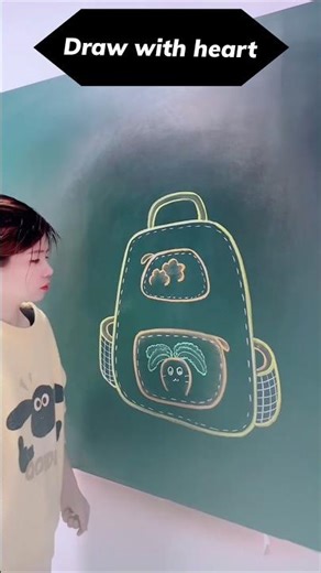 Simple School Backpack Drawing 🎒 #EasySketch #drawing #shorts #ChalkArt #SchoolBagDrawing #LineArt