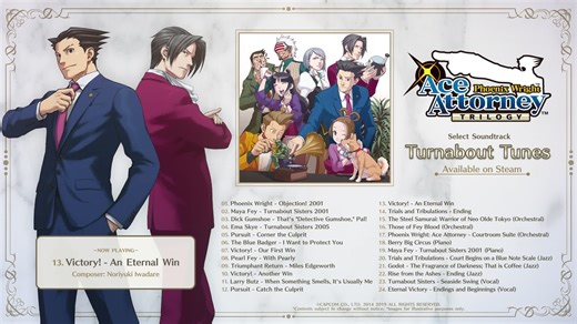 Steam版《逆转裁判123成步堂精选集》将提供原声带同捆版！