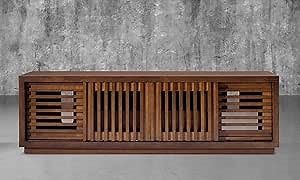 70" Contemporary Rustic TV Stand Media Console for Flat Screen and Audio Video Installations in American Red Oak with a Matte Cognac Finish