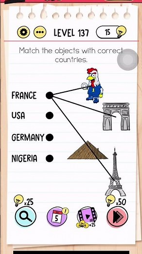 Brain Test Level 137 Answer | Match the objects with correct countries