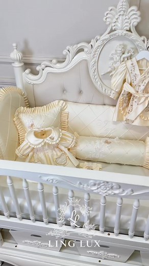 ✨🤍🌙 This custom-made baby bedding set is pure luxury and enchantment! Designed from scratch by our customer, it features hand-stitched embellishments and sparkling butterfly appliqués🦋 Watch through to see every gorgeous detail—the loveliest baby bedding you’ve ever laid your eyes on! 💭💫👑 #LingluxBaby #BespokeBaby #LuxuryBedding #HandcraftedWithLove #dreamynurseryvibes
