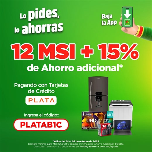 En Bodega Aurrera en Línea encuentra electrodomésticos, tecnología y mucho más a meses sin intereses más ahorros adicionales. ¡Aprovecha y haz tu pedido! 🛒 📱 👉 https://bit.ly/46NAsNQ | Bodega Aurrera