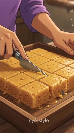 Rainy Day Mysore Pak Recipe 🌧️🍯 |#ghiblistyle #ghibliart