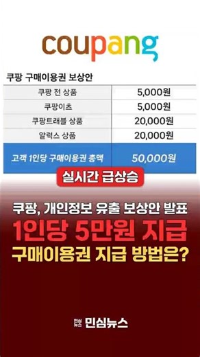 Coupang announces compensation plan for personal information leak... 50,000 won per person. How w...