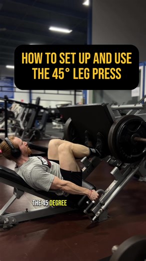 How to set up and use the 45° leg press machine. This is a fantastic machine to use if you want to build the quads and glutes. First make sure you have the back support on its most reclined setting, this will allow you to get as much range of motion as possible. You then need your ensure you have the safety mechanism set up correctly. This will ensure you don’t get squished if you can’t complete a rep. Then sit down and select your foot placement. Narrow and low = Quads Narrow and high = Glutes 