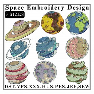 Planets Embroidery Design, Solar System Embroidery, Space Embroidery,galaxy Embroidery,moon and Planet Embroidery, Machine Embroidery Design - Etsy