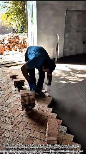 The Art of Stacking Bricks - The Dexterity of a Construction Worker#Garden #Automotivetools