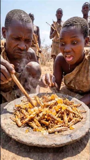 Tribal Feast: Eating Honey Glazed Locusts (Crunchy Tribal Food Snack) 🦗🍯 #shortsviral