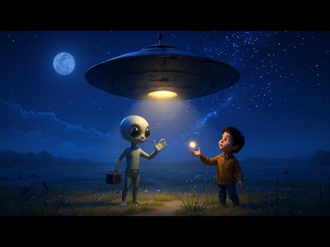 "UFO Adventure! Boy Meets Friendly Alien 🌌👽✨"