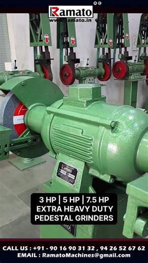 💪 Ramato® 3 HP 5 HP 7.5 HP Industrial Pedestal Grinding Machine ⚙️ Bench Grinder | 12” 14” 16” Wheels Introducing the powerful Ramato® Industrial Pedestal Grinding Machine / Bench Grinder available in 3 HP, 5 HP & 7.5 HP motor options with 12”, 14” & 16” Inch Grinding Wheels — designed for heavy-duty industrial grinding applications. Manufactured by Rajlaxmi Machine Tools 🇮🇳 – Leading Manufacturer, Dealer & Exporter of Industrial Machinery from Rajkot, Gujarat, India. This Heavy Duty Pedestal