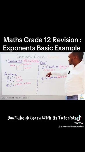 Exponents Basic Example :Mathematics Grade 12 Revision #tutorial #teacher #maths #education #shorts