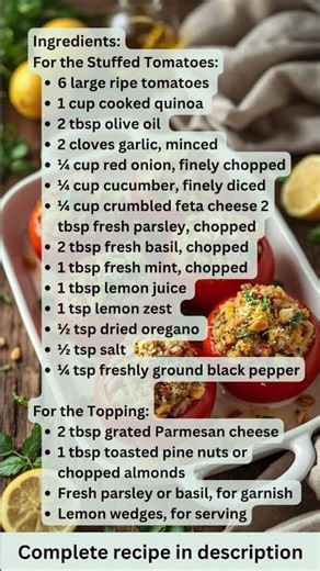 Lemon Herb Quinoa Stuffed Tomatoes Recipe by What Shall I Cook