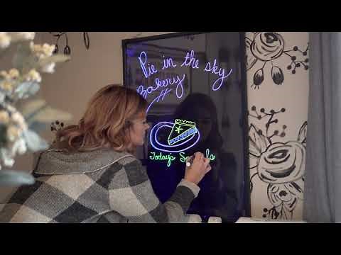 LED Message Writing Board - 32"x24" Flashing Illuminated Erasable Neon Sign with 8 Fluorescent