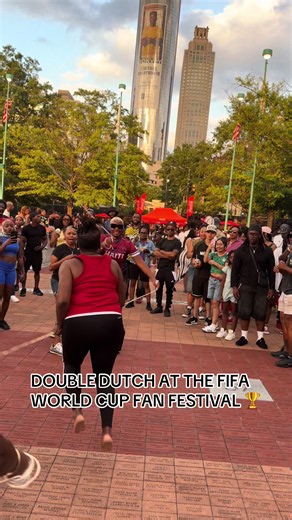 One thing me and my sister going to do is bring the community together! We had so much fun jumping double Dutch @FIFA World Cup Fan Festival at Centennial Park. If you see your self comment or tag someone you see. S/O to everyone that jumped with us. We appreciate all of YOU 🤍 Follow us on IG @JumpHer_@VG @ATLSCOOP @The Mayor Of Atlanta @FIFA #fyp #fifaworldcup #worldcup #fitness #foryoupage