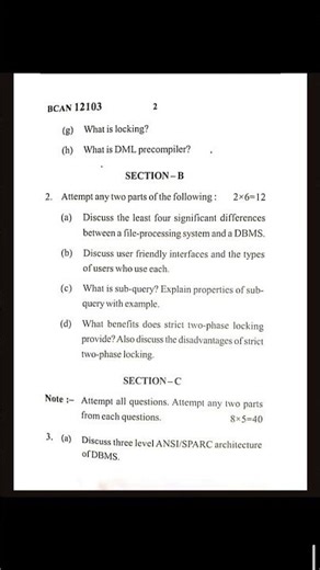 #dbms #sql #bca #questionpaper #exam #semesterexampreparation #computerapplications #bbdu #semexam