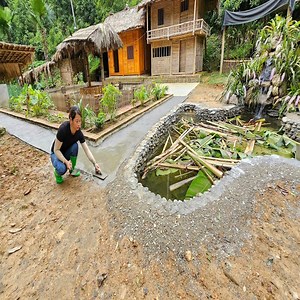 32K views · 631 reactions | Pouring concrete to beautify the edge of the fish pond | Going to the market | Farm Building | Facebook
