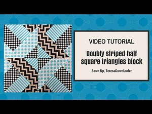 Doubly striped Half Square Triangles (HST) quilting block (Hidden Wells)