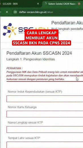 Complete Tutorial on How to Create a SSCASN BKN Account for the 2024 CPNS #shorts