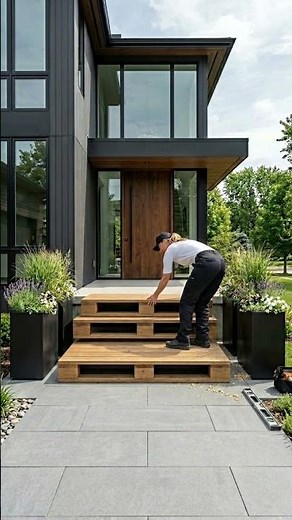 DIY Wooden Front Porch Steps Makeover 🌿 | Modern Entryway Transformation Ideas
