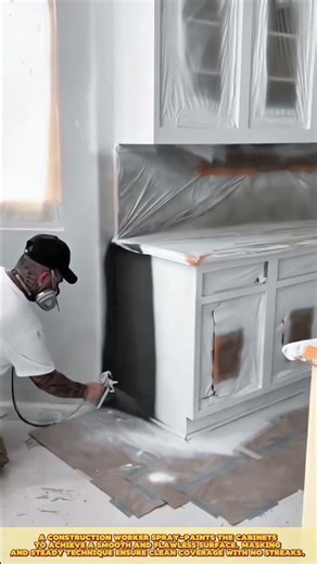 Skilled Worker Cabinet Painting Using Spray Gun #workprocess #paintingwork
