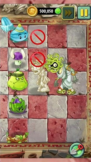 PvZ 2 - Four Cell Attack - Squash & 4 Plants Max Level Vs Medusa Zombie
