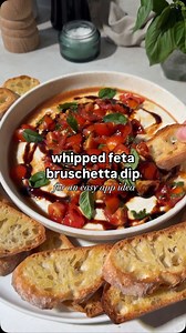 Monique: Ambitious Kitchen on Instagram: "if you’re looking for an easy app idea, look no further than my whipped feta bruschetta dip ❤️ it contains just a few simple ingredients, topped with a delicious balsamic drizzle and paired with a homemade garlic crostini for dipping. you’re going to love this one! ➡️ comment “DIP” for the full recipe and follow @ambitiouskitchen for more app and meal ideas! #healthyrecipes #appetizers ambitiouskitchen.com/bruschetta-dip"