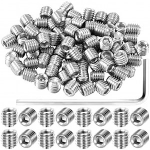 80Pcs 304 Stainless Steel Socket Set Screws, 0.19''x 0.19'' Allen Head Hex Screws Cup Cone Point with a hex Key Wrench M5 for Door Handles Light Fixture