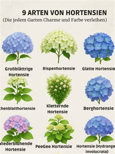 🔢 1. Bestimmen Sie Ihren Standort Hortensien gedeihen am besten, wenn sie morgens Sonne und nachmittags Schatten bekommen. Suchen Sie einen Platz, der diese Bedingungen erfüllt, um gesunde und blühende Pflanzen zu garantieren. 🔢 2. Wählen Sie die richtige Hortensie Überlegen Sie, welchen Stil und welche Eigenschaften Sie bevorzugen. Mögen Sie große Blüten, kletternde Pflanzen oder kompakte Büsche? Hier sind einige Optionen: Bigleaf (große Blüten, abhängig vom pH-Wert des Bodens) Panicle (konis