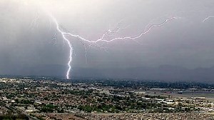 Air7 HD captured a spectacular lightning strike over Rialto, California. abc7.com/weather | ABC7