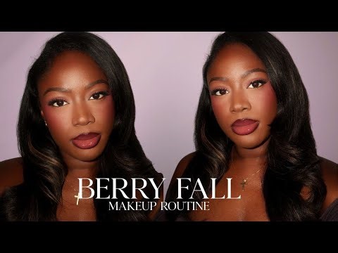 Fall Berry Makeup Tutorial for Dark Skin 🍷 Step-by-Step Fall Glam Look