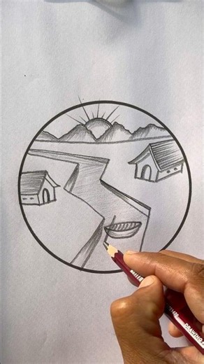 Landscap drawings tutorial || 🎨 #landscapeart #artist #easydrawing